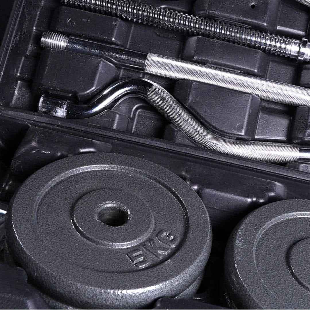 55KG Convertible Dumbbell and Barbell Set – Adjustable Weight Plates Lifting Kit with Chrome Bar and EZ Curl Bar for Home Gym Strength Training