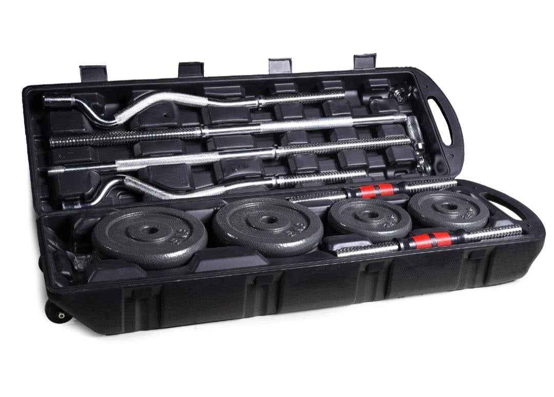 55KG Convertible Dumbbell and Barbell Set – Adjustable Weight Plates Lifting Kit with Chrome Bar and EZ Curl Bar for Home Gym Strength Training