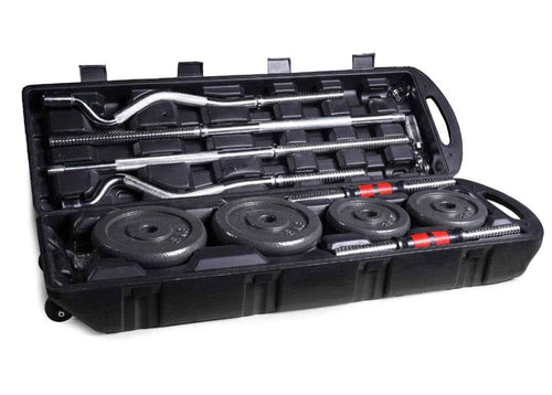 55KG Convertible Dumbbell and Barbell Set – Adjustable Weight Plates Lifting Kit with Chrome Bar and EZ Curl Bar for Home Gym Strength Training